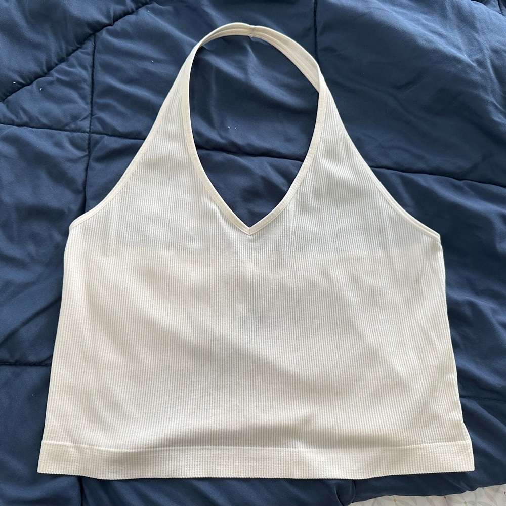 SO Ivory Ribbed Halter Top